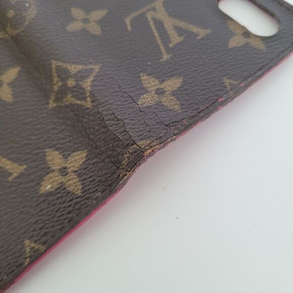 Authentic Louis Vuitton LV Monogram Folio iPhone X Case Brown Pink Phone Case - Picture 9 of 12